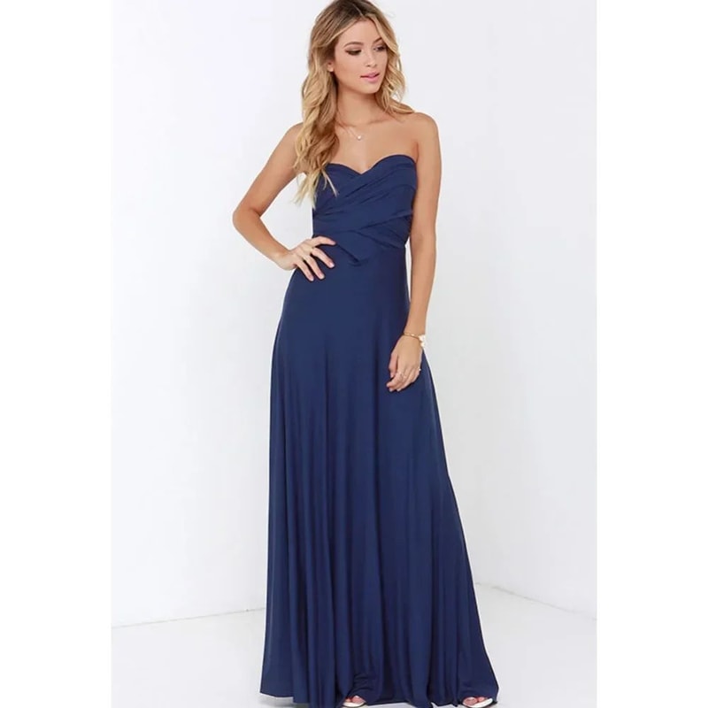 Elegant Convertible VNeck Summer Maxi Dress Versatile MultiWear Strappy Long Dress For Women 7