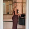 Luxe High Neck Sequin Maxi Dress Elegant Sleeveless Wedding Guest Gown 3