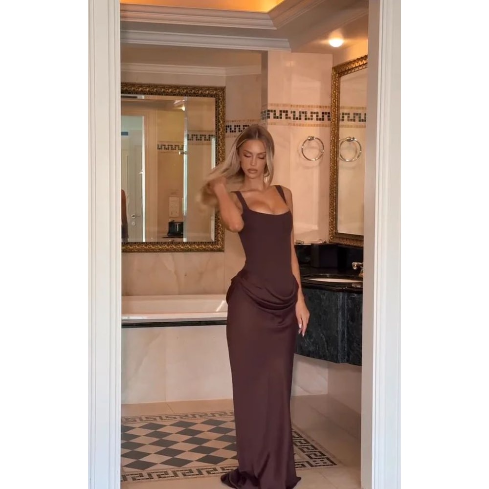 Luxe High Neck Sequin Maxi Dress Elegant Sleeveless Wedding Guest Gown 4