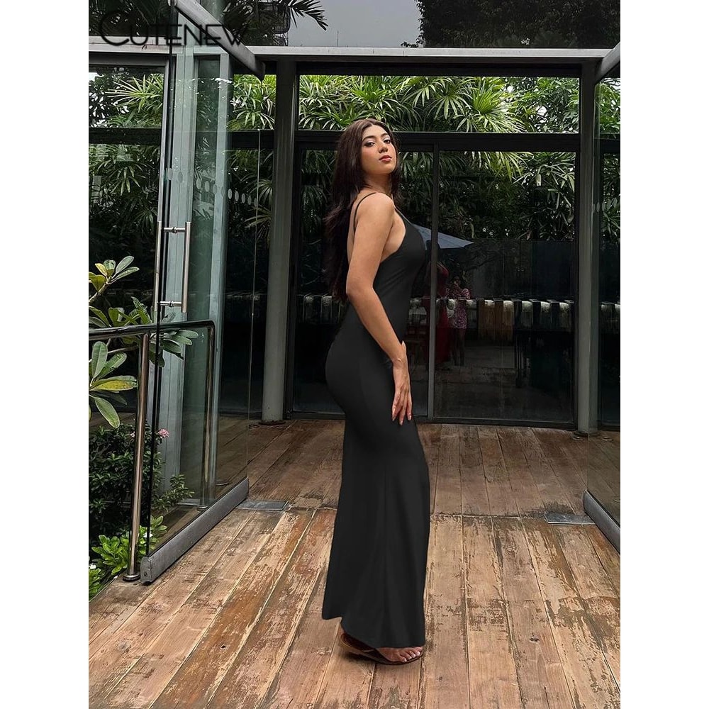 Red Elegance BodyShaping Spaghetti Strap Maxi Dress Backless Ruched Evening Gown 7