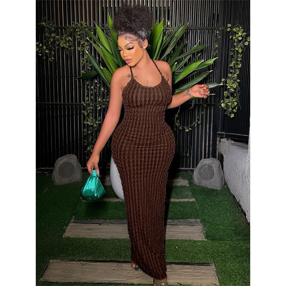 Midnight Sculpt Ruched Backless Bodycon Maxi Dress For Elegant Party Nights 4