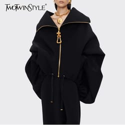 modern edge patchwork lace-up zip jacket for women