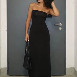 midnight allure strapless long sleeve bodycon maxi dress