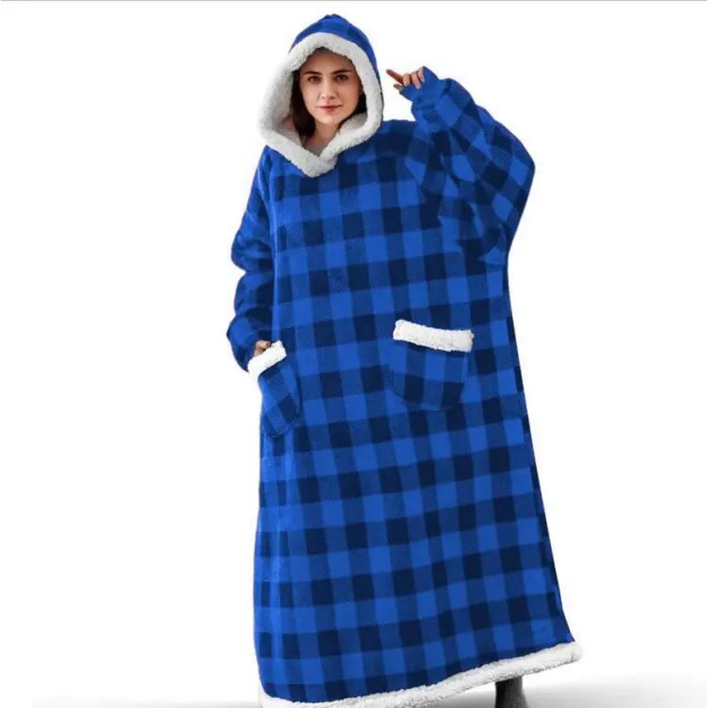 Oversized Hoodie Blanket With Sleeves Super Long Hooded Fleece TV Blanket For Cozy Winter Lounging 10