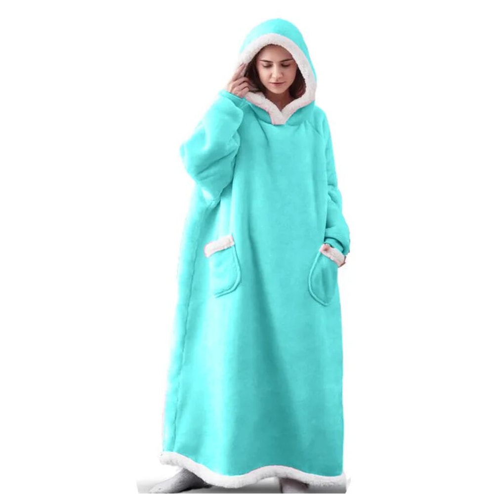 Oversized Hoodie Blanket With Sleeves Super Long Hooded Fleece TV Blanket For Cozy Winter Lounging 11