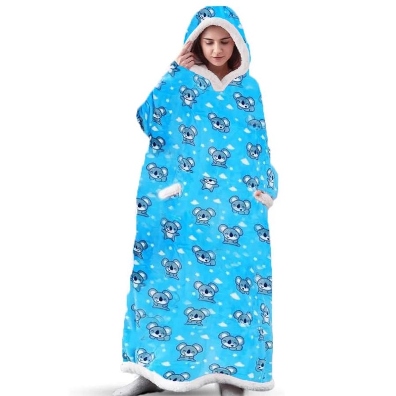 Oversized Hoodie Blanket With Sleeves Super Long Hooded Fleece TV Blanket For Cozy Winter Lounging 8