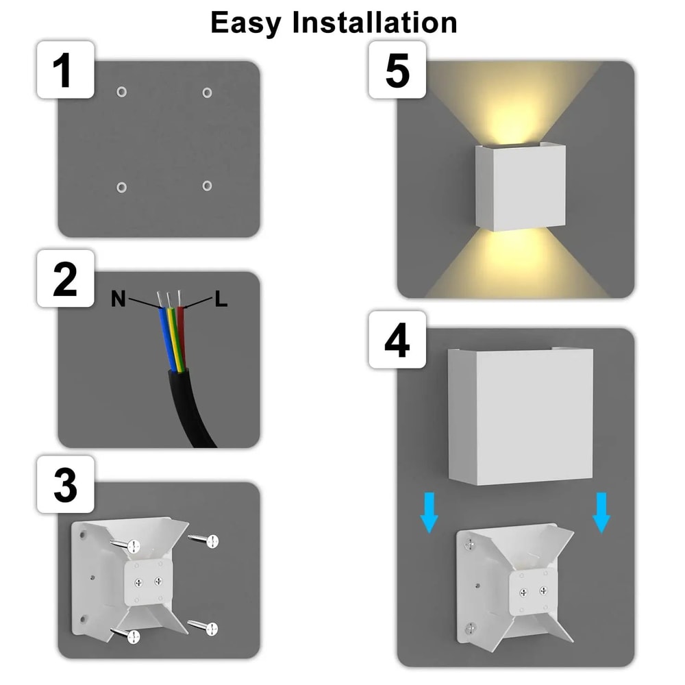 Modern 6W LED Wall Sconce IP65 Up Down Modern Wall Lamp With Adjustable Beams IndoorOutdoor 4