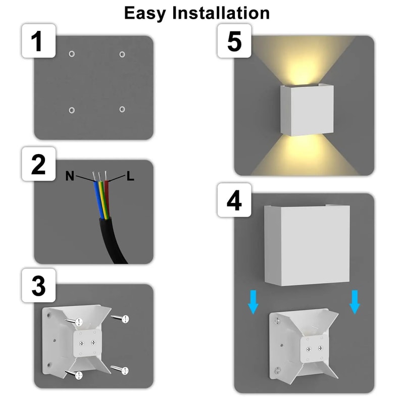 Modern 6W LED Wall Sconce IP65 Up Down Modern Wall Lamp With Adjustable Beams IndoorOutdoor 4