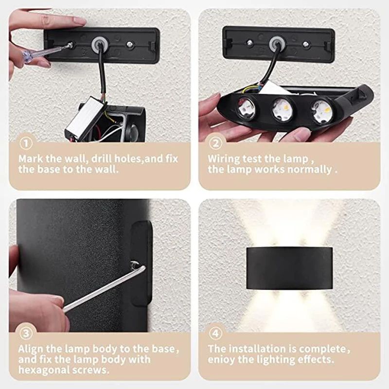 Modern LED Up Down Wall Sconce Waterproof Indoor Outdoor Accent Light 3