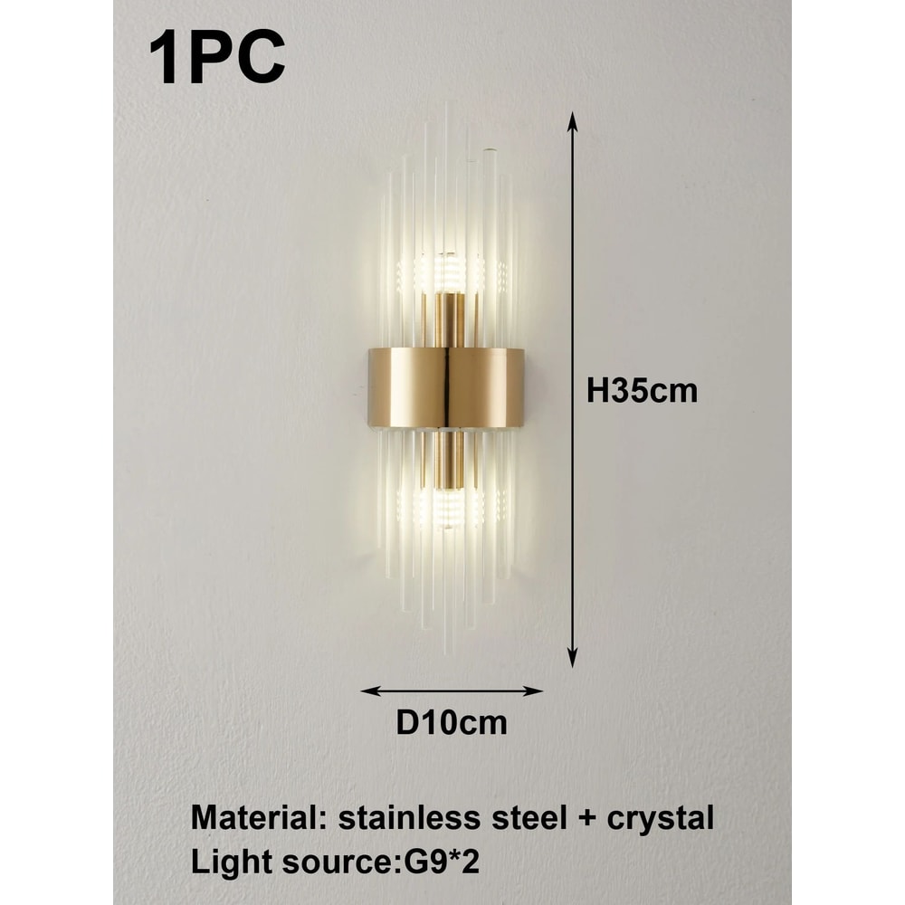 Crystal Wall Sconce In GoldBlack Stainless Steel G9 Wall Light For Bedroom Living Room 6