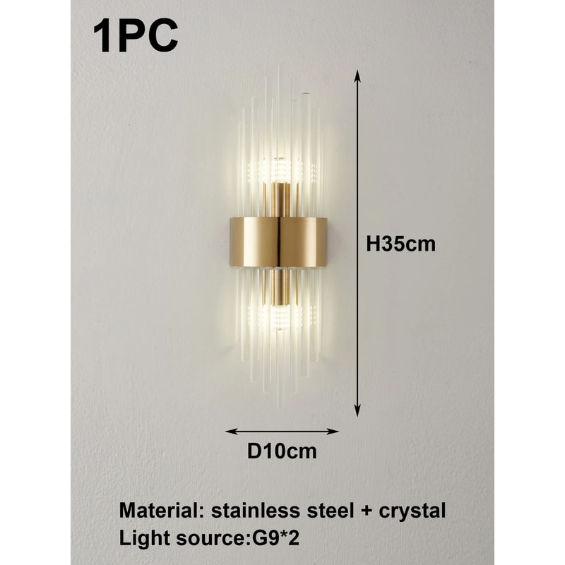 Crystal Wall Sconce In GoldBlack Stainless Steel G9 Wall Light For Bedroom Living Room 6