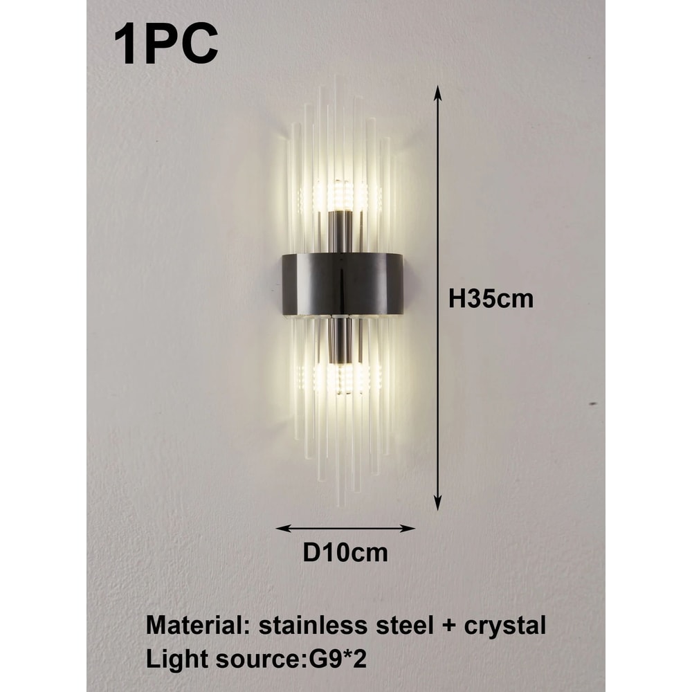 Crystal Wall Sconce In GoldBlack Stainless Steel G9 Wall Light For Bedroom Living Room 7