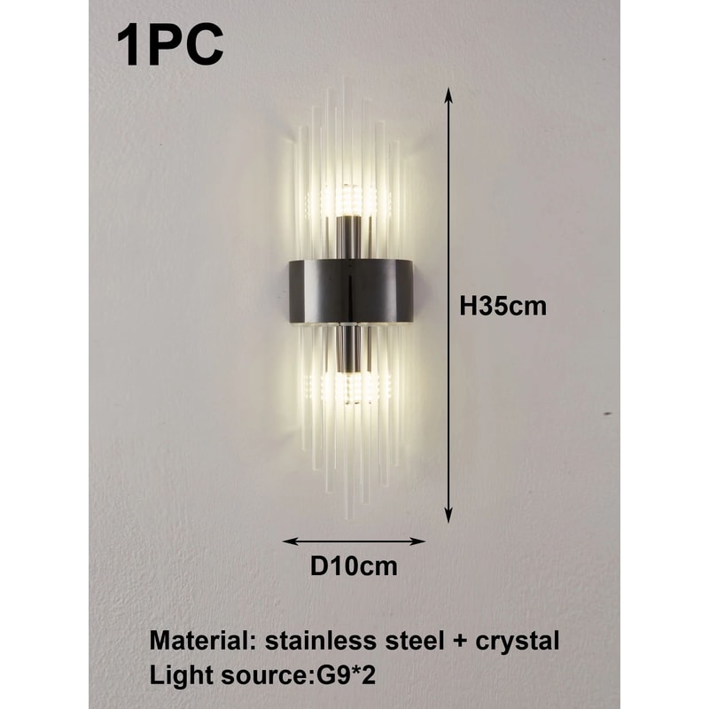 Crystal Wall Sconce In GoldBlack Stainless Steel G9 Wall Light For Bedroom Living Room 7