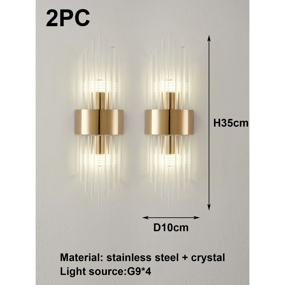 Crystal Wall Sconce In GoldBlack Stainless Steel G9 Wall Light For Bedroom Living Room 8