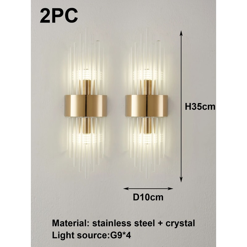 Crystal Wall Sconce In GoldBlack Stainless Steel G9 Wall Light For Bedroom Living Room 8