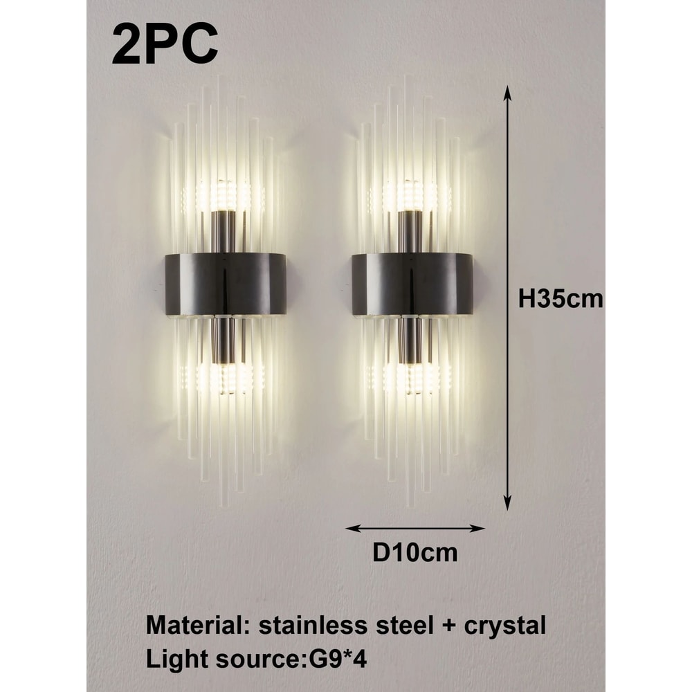 Crystal Wall Sconce In GoldBlack Stainless Steel G9 Wall Light For Bedroom Living Room 9