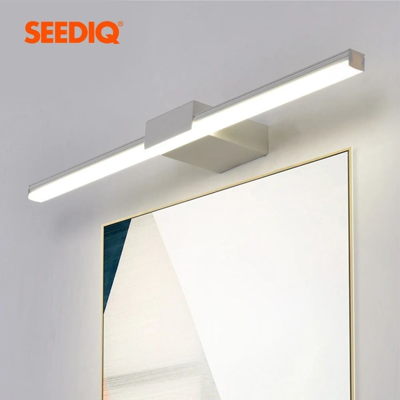 Modern Aluminum Bathroom Mirror Light Sleek LED Vanity Light Wall Sconce BlackWhite 0