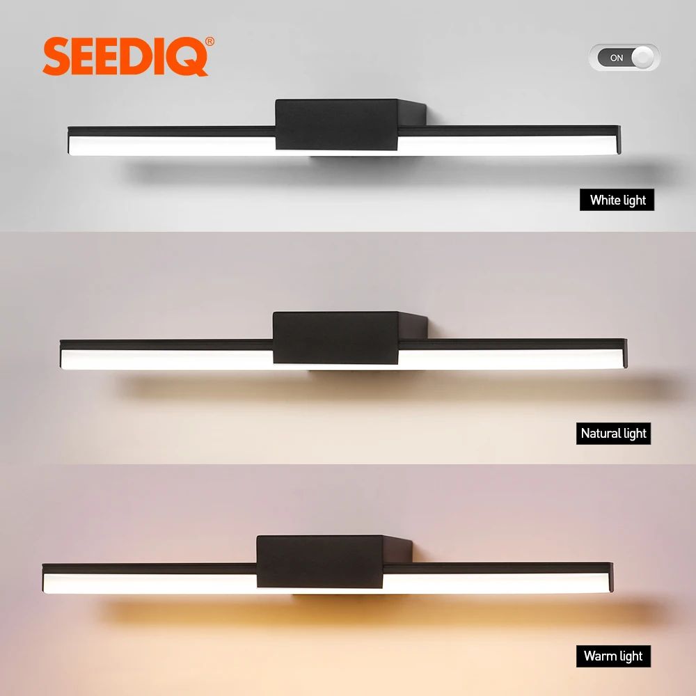 Modern Aluminum Bathroom Mirror Light Sleek LED Vanity Light Wall Sconce BlackWhite 2