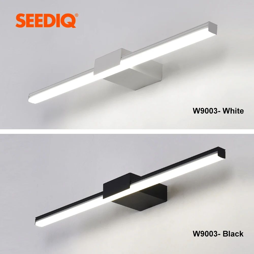 Modern Aluminum Bathroom Mirror Light Sleek LED Vanity Light Wall Sconce BlackWhite 3