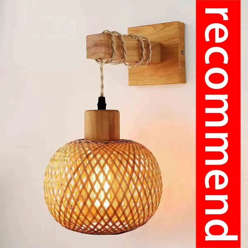 Natural Handwoven Bamboo Lantern Wall Sconce Rattan Wicker E27 Wall Light Fixture For Warm Boho Amb 6