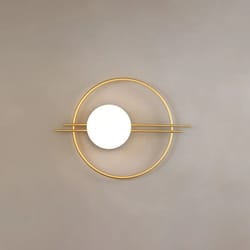 modern gold & black led wall sconce – minimalist round accent light for bedroom & living room