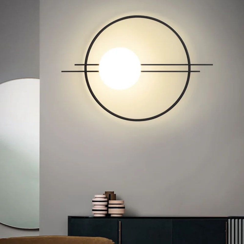 Modern Gold Black LED Wall Sconce Minimalist Round Accent Light For Bedroom Living Room 2