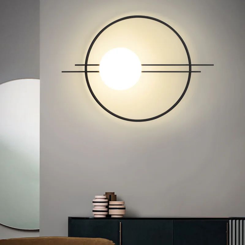 Modern Gold Black LED Wall Sconce Minimalist Round Accent Light For Bedroom Living Room 2
