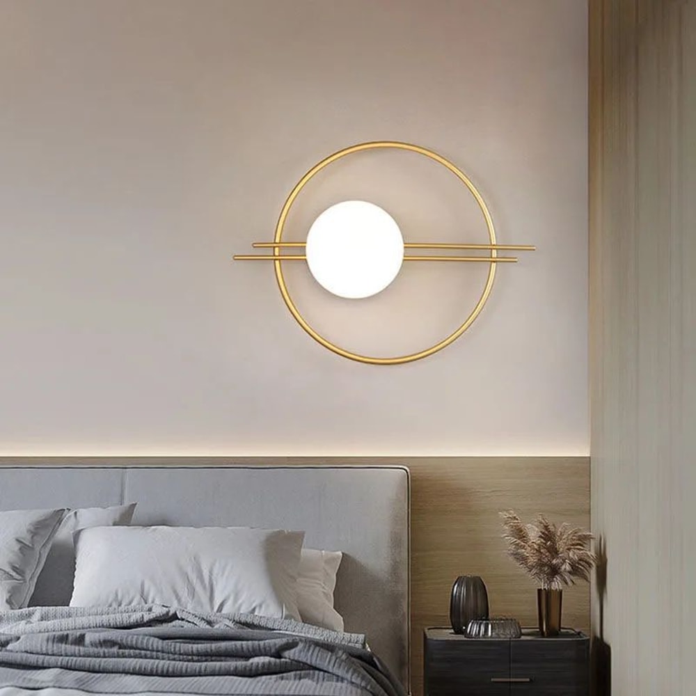Modern Gold Black LED Wall Sconce Minimalist Round Accent Light For Bedroom Living Room 4