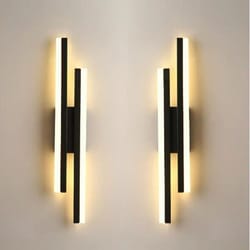 modern copper-line led wall sconce with acrylic shade, 3-color bedside & hallway wall light