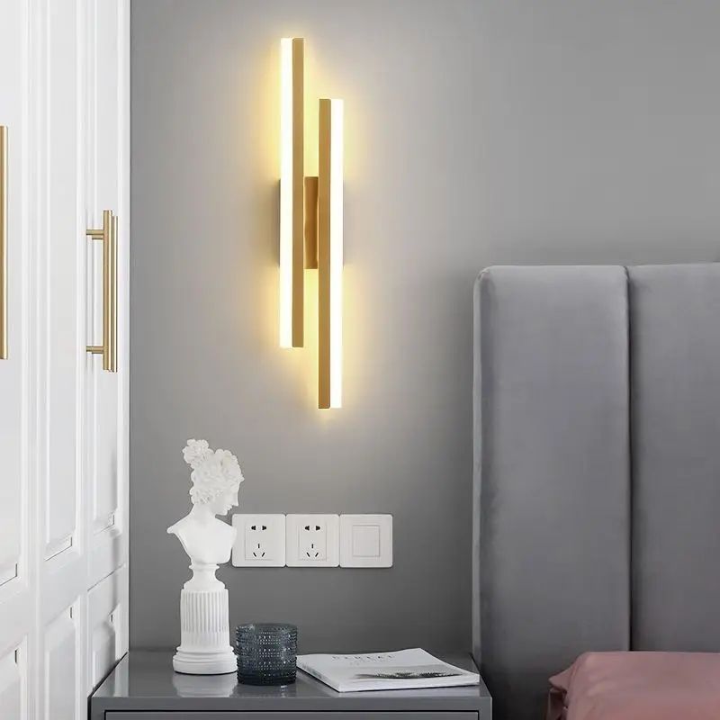 Modern CopperLine LED Wall Sconce With Acrylic Shade 3Color Bedside Hallway Wall Light 2
