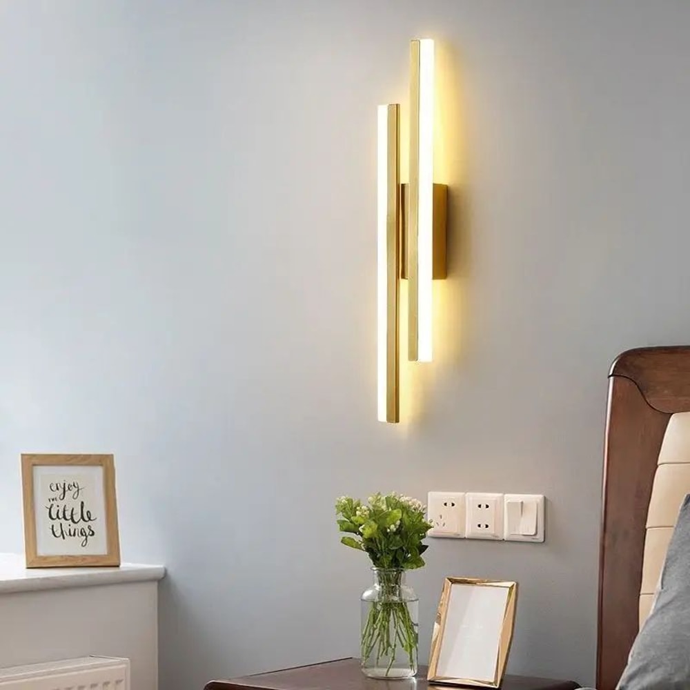 Modern CopperLine LED Wall Sconce With Acrylic Shade 3Color Bedside Hallway Wall Light 5