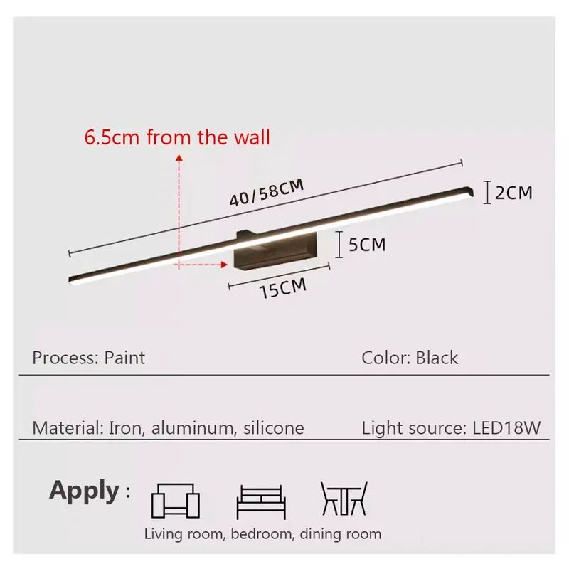 Modern Waterproof LED Vanity Mirror Light Bar For Bathroom Wall 5
