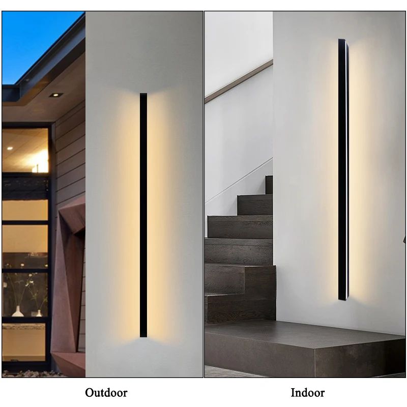Modern IP65 Waterproof LED Wall Light Outdoor Long Strip Garden Lamp 4