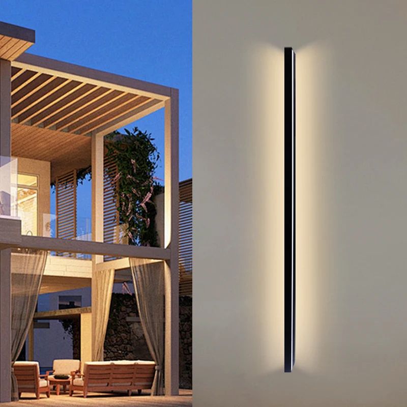 Modern IP65 Waterproof LED Wall Light Outdoor Long Strip Garden Lamp 5