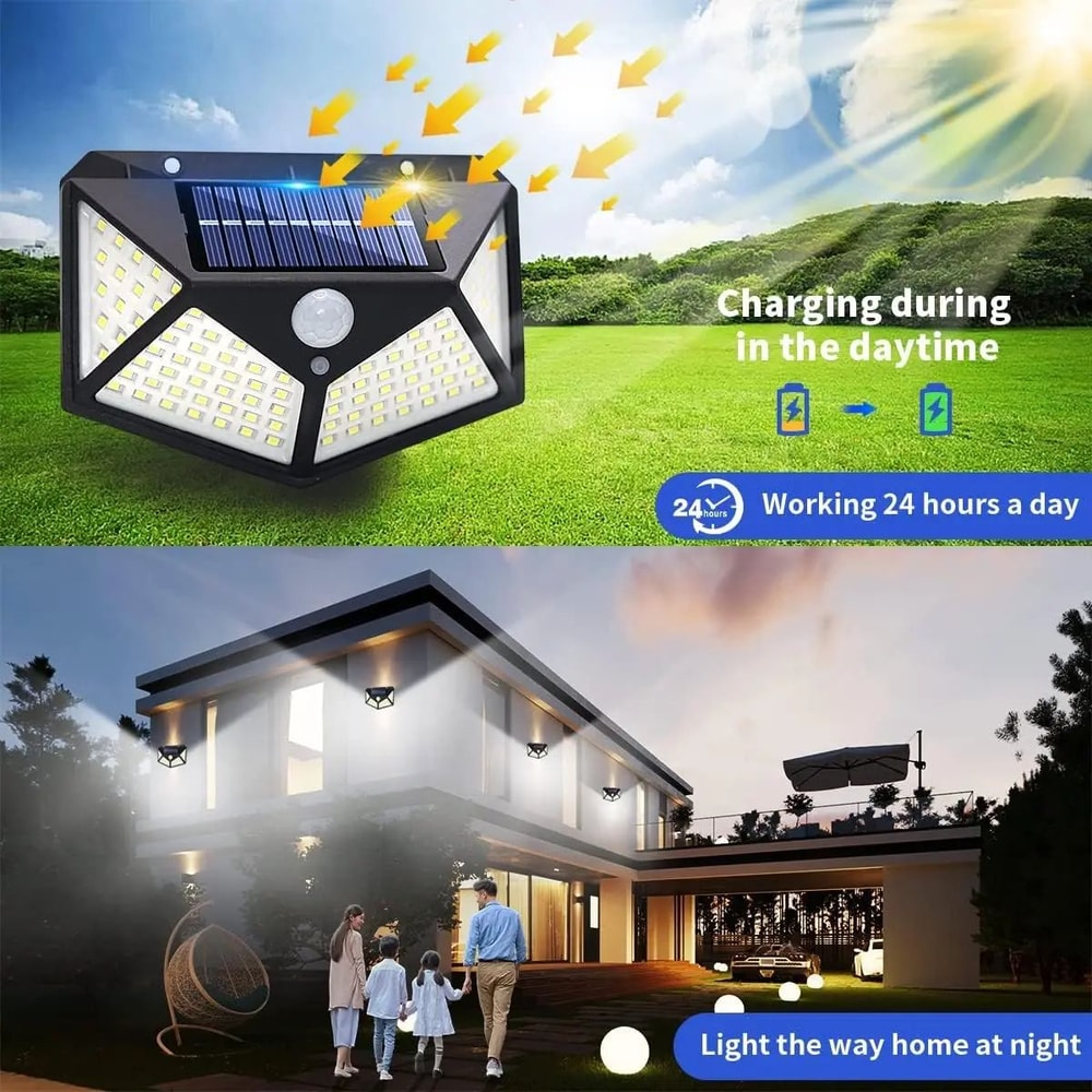 Solar Motion Sensor Security Light 100 LED Waterproof Outdoor Spotlight For Yard Garden 3