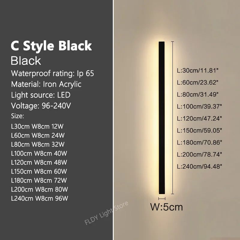 Modern Waterproof LED Wall Light Bar For Outdoor Garden Villa Decor 10