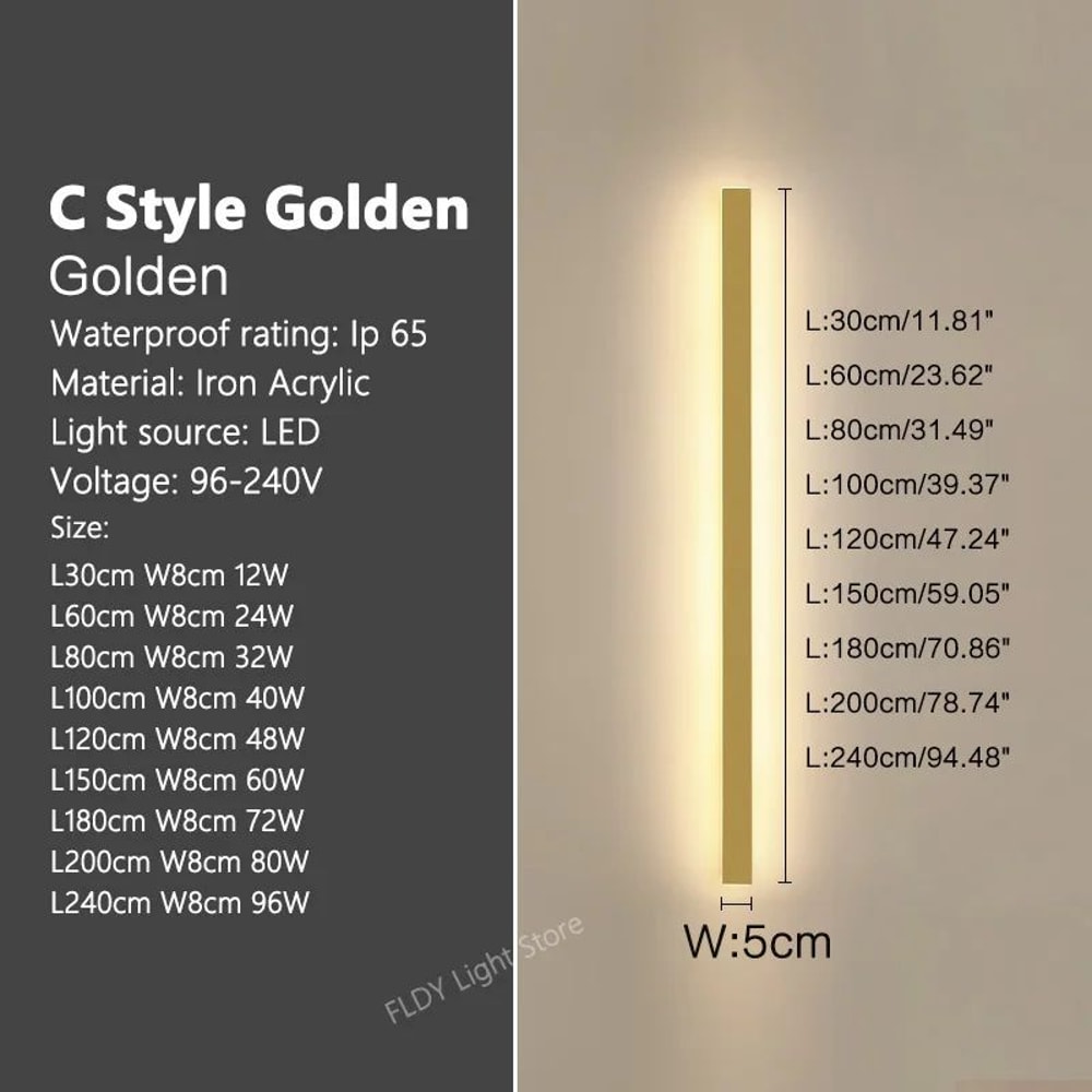 Modern Waterproof LED Wall Light Bar For Outdoor Garden Villa Decor 12