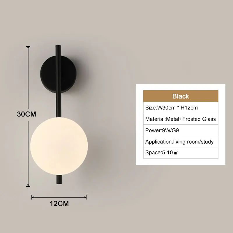 Modern Black Gold LED Wall Sconce With G9 Bulb Luxury Bedroom Living Room Accent Lighting 0