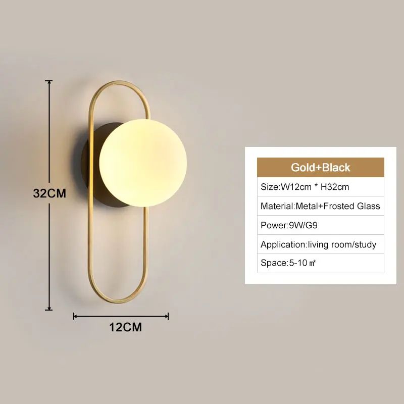 Modern Black Gold LED Wall Sconce With G9 Bulb Luxury Bedroom Living Room Accent Lighting 3