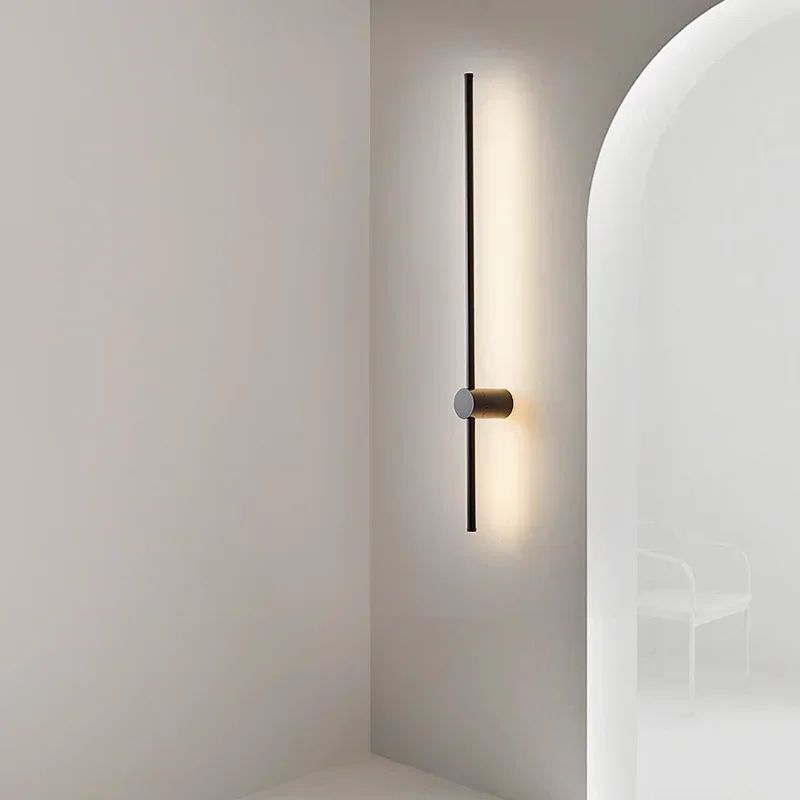 Modern Linear LED Wall Sconce Black Minimalist Bedside Light 0