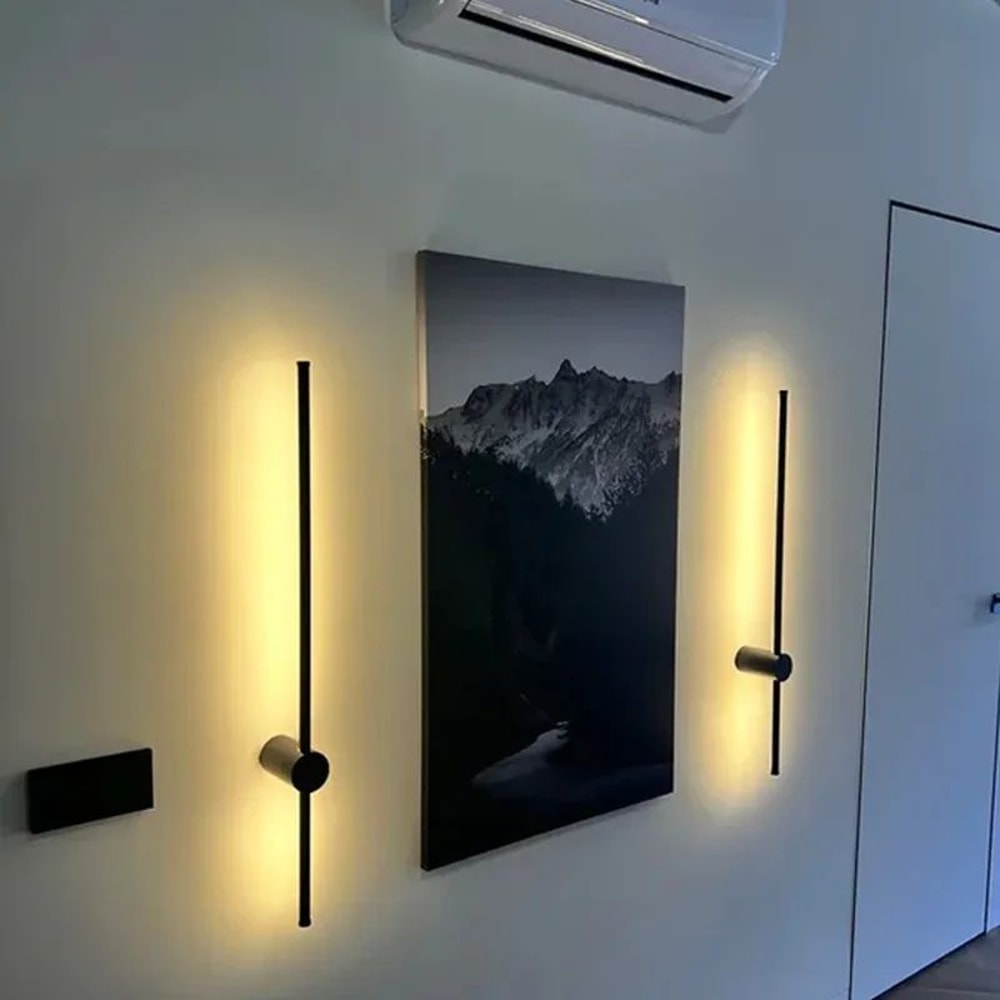 Modern Linear LED Wall Sconce Black Minimalist Bedside Light 1