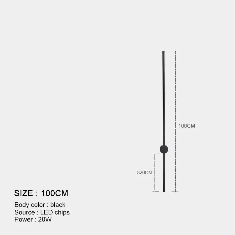 Modern Linear LED Wall Sconce Black Minimalist Bedside Light 7