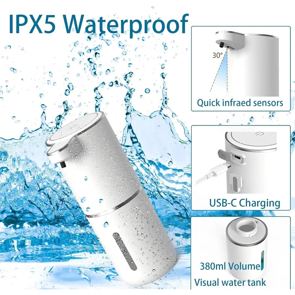 PureSense Automatic Soap Dispenser Touchless USB Rechargeable Infrared Sensor Pump 1