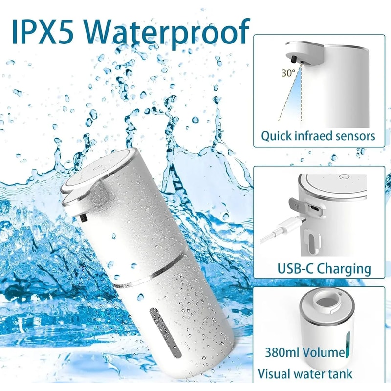 PureSense Automatic Soap Dispenser Touchless USB Rechargeable Infrared Sensor Pump 1