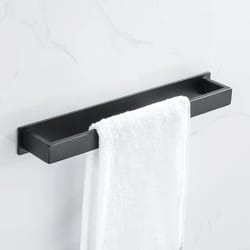 matte black no-drill stainless steel towel rack – self-adhesive wall-mounted bathroom shelf & bar
