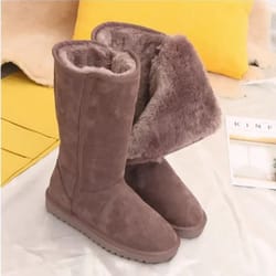 ultra-warm waterproof leather winter boots for women, fur-lined knee high snow boots