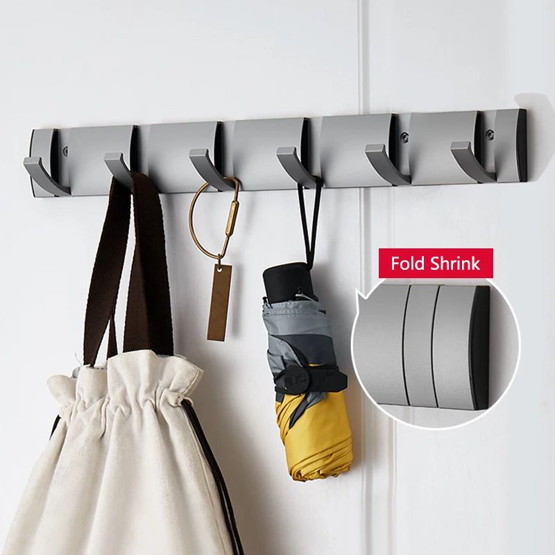 Matte Black Gold Folding Adhesive Wall Hooks No Drill Towel Robe Holder 4