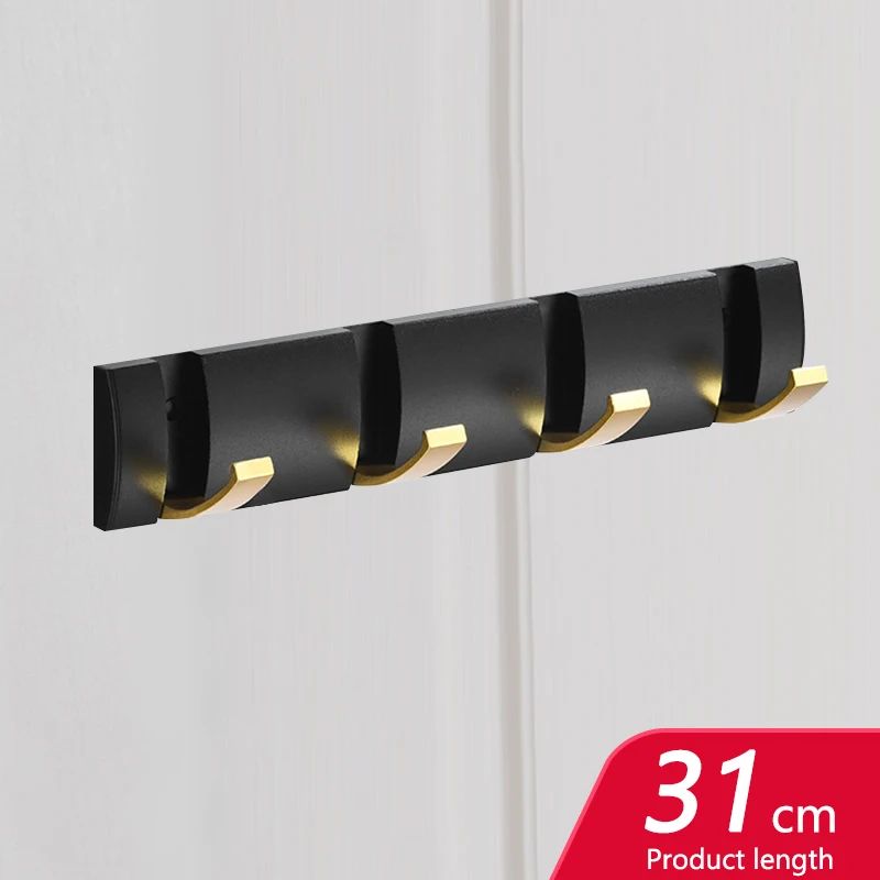Matte Black Gold Folding Adhesive Wall Hooks No Drill Towel Robe Holder 7