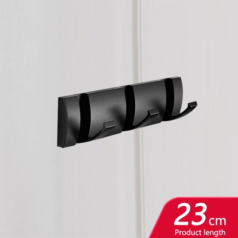 Matte Black Gold Folding Adhesive Wall Hooks No Drill Towel Robe Holder 10