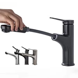 brass pull-out bathroom sink faucet - single handle hot and cold water faucet mixer tap
